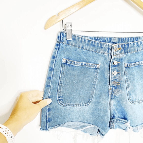 Vintage 00s Y2K Jordache 90s Button Fly Denim Cutoff Jean Shorts Stretch size 26 - Picture 4 of 9